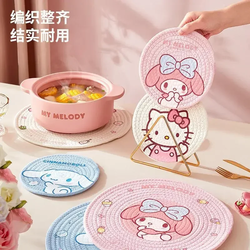 Sanrio Hello Kitty Cinnamoroll Anime Kawaii Insulated Placemat Cute My Melody Household Bowl Pan Table Mat Gifts for Girls