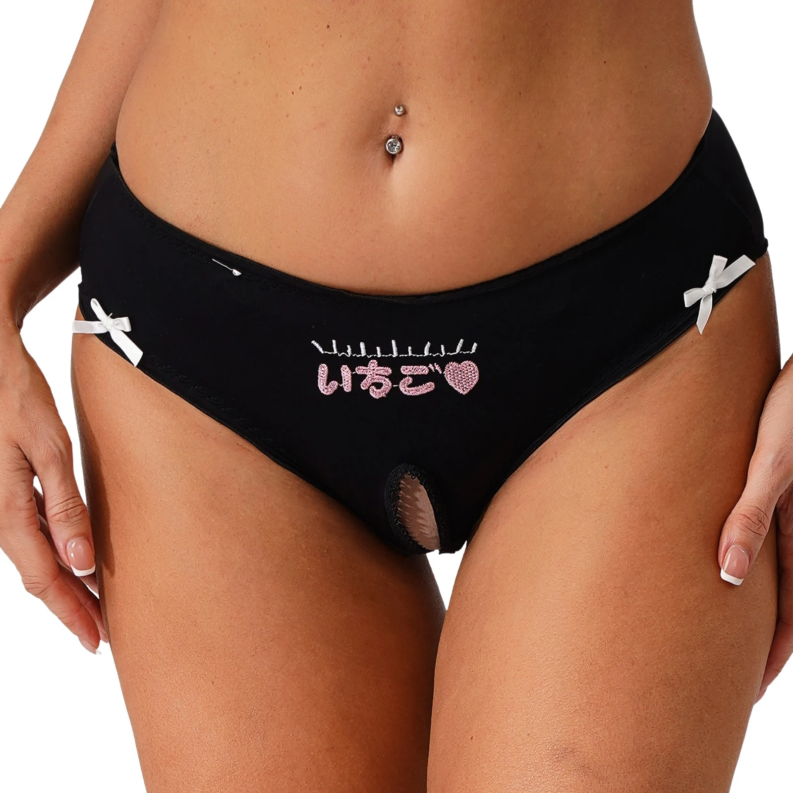 ملابس داخلية نسائية مثيرة مفتوحة المنشعب سيسي قابلة للتمدد بحزام خصر مطاطي مع فيونكة ملابس داخلية للزوجين ملابس داخلية يمزح