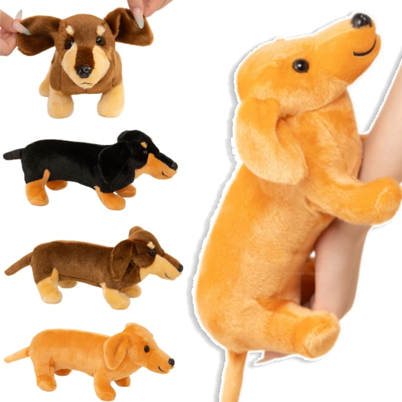 Simulation Long Strip Dachshund Animal Doll Stuffed Standing Dog Puppy Plush Toy Brown Black Plushie Boys Girls Birthday Gift
