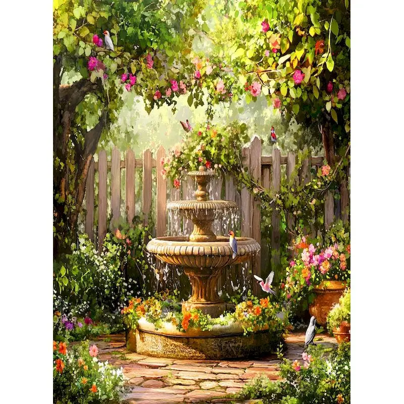 GATYZTORY Paint By Number Fountain Landscape For Kids Adults