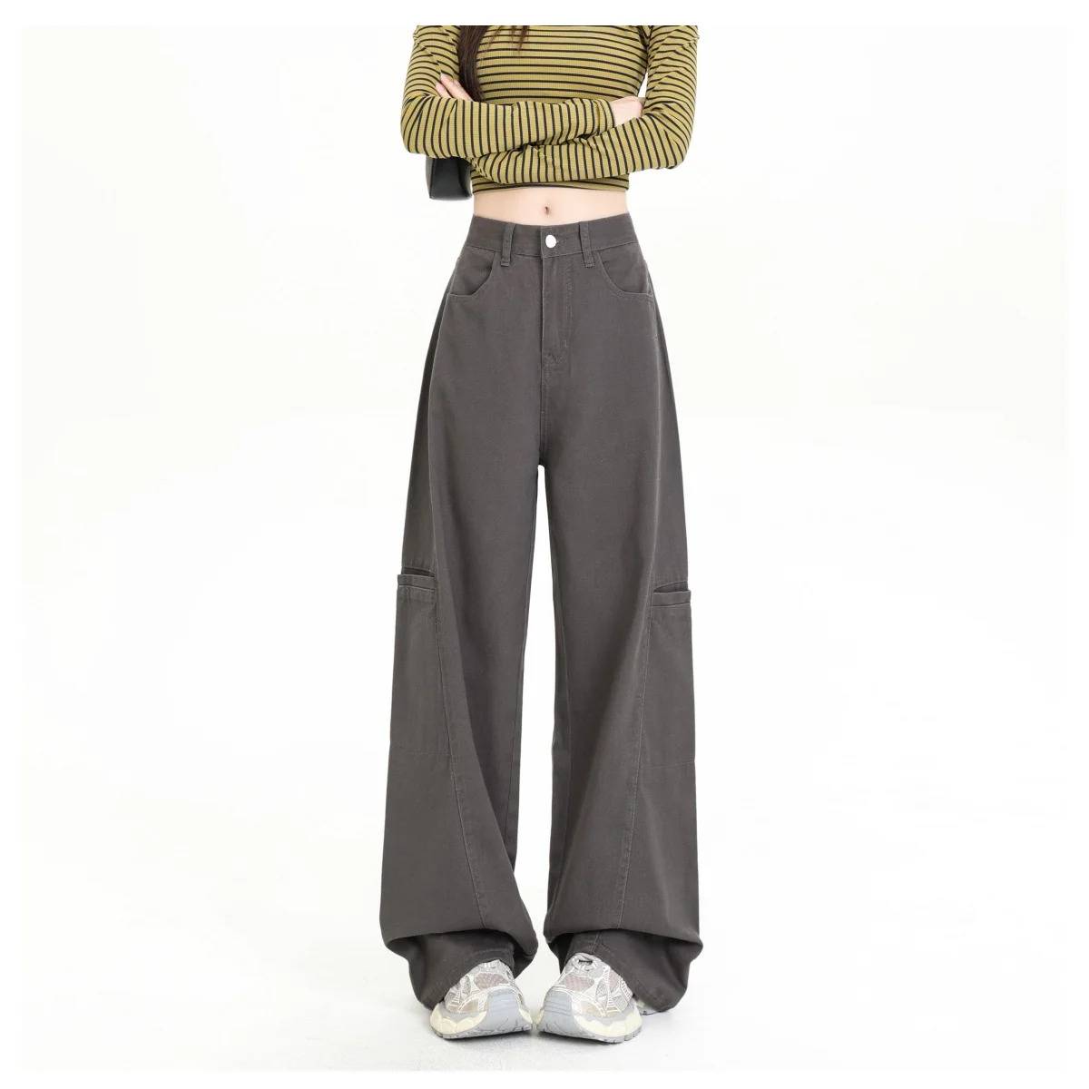 

Эстетические потертые брюки-карго High Street, женская мода, винтажная уличная одежда, прямые джинсы Y2K, популярный стиль для девочек, джинсовые брюки 2025