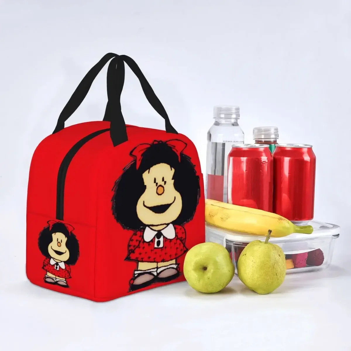 Mafalda Insulated Lunch Bags Cooler Bag Meal Container Quino Argentina Cartoon High Capacity Tote Lunch Box Beach Travel