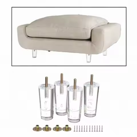 4x Acrylic Sofa Legs Furniture Risers Easy to Use Clear Kitchen Cabinet Feet