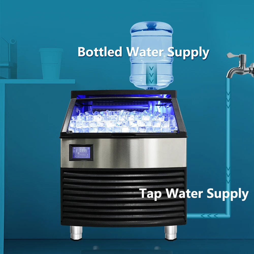 Máquina de Cubitos de Hielo Comercial Refrigerada por Aire, Capacidad de 100 kg/130 kg, Fabricante de Bloques de Hielo Cuadrados para Negocios, 110v/220v