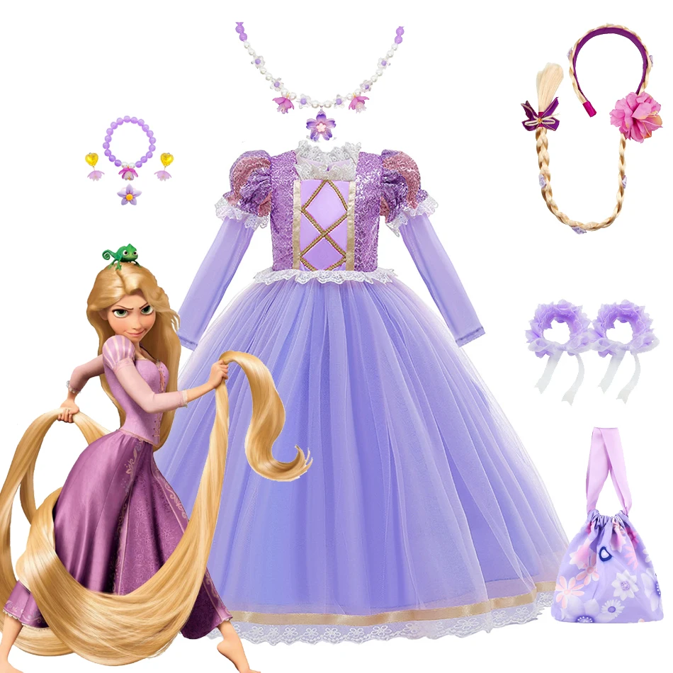 

Платье Рапунцель на Хэллоуин, нарядное свадебное платье для девочек, одежда Disney с запутанной историей, подарки на день рождения, карнавальная одежда