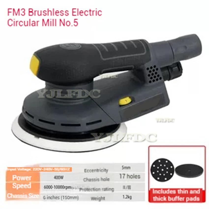 6 Inch Electric Circular Sander Machine Variable Speed Sanding Tools with Hybrid Dust Canister Electric Woodworking Polisher400W