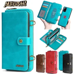 Zipper Flip Leather Case for Samsung Galaxy S25 Ultra S24 FE S23 S22 S21 S10 Plus Note 20 10 9 Magnetic Wallet Card Cover Coque