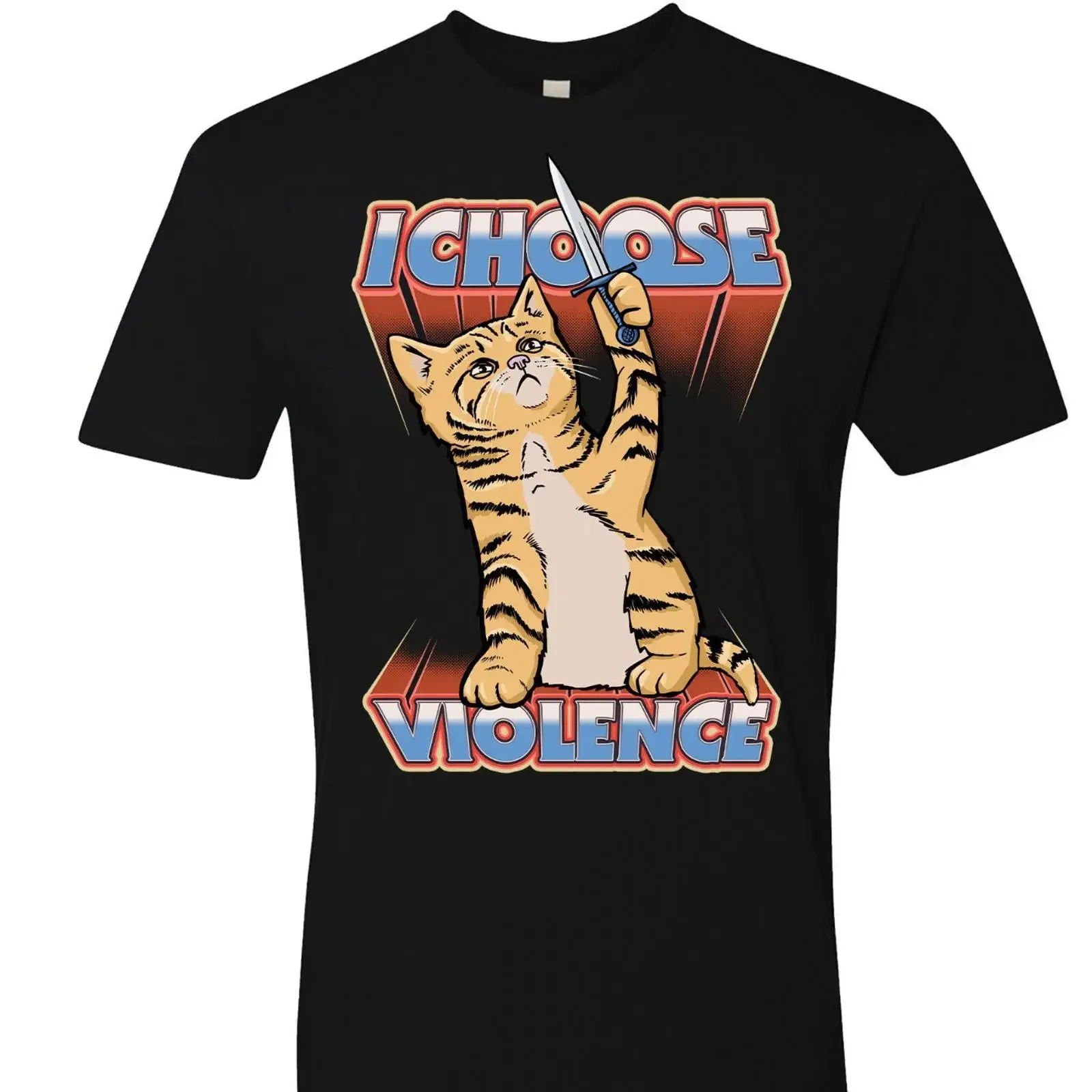 I Choose Violence Funny Cat T Shirt Meme Lover Dad Trendy Casual vintage Washed Versatile graphic Unisex Top For Everyday Wear