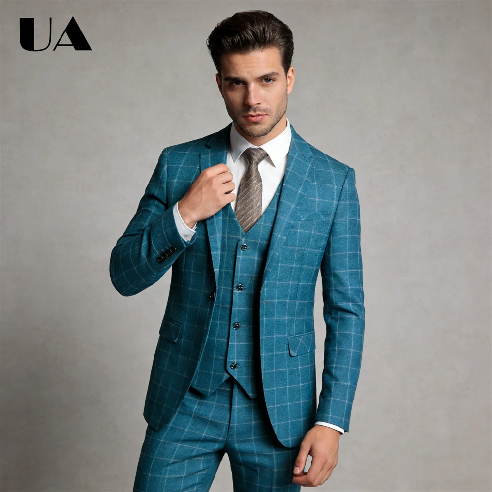 

ULBYANRY M-6XL Formal Business Suit for Men, Three Piece Set, Jacket Pants Waistcoat Luxury Set Men's Regular Fit Tuxedo
