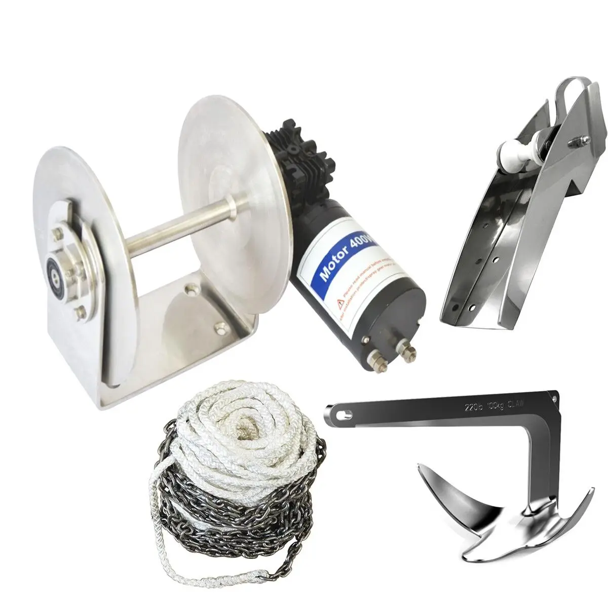 ZD Pass Test Strong Marine Stainless Steel Yacht Electric Rope Winch Remote Drum Anchor Windlass