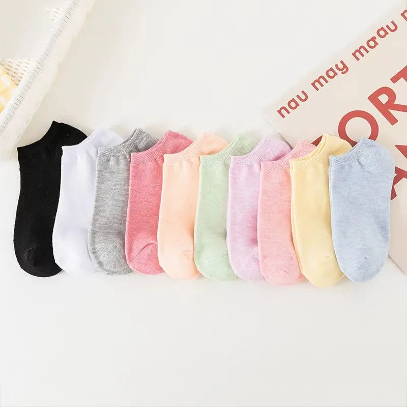 5/10/20 paia di calzini da donna in cotone color caramello alla moda tinta unita morbidi e confortevoli traspiranti casual calzini con bocca superficiale