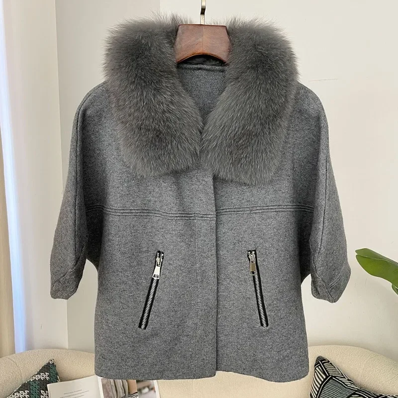 Clothes for Women Autumn 2024 European Fashion Knitted Sweater Real Fur Coat Natural Fox Fur Jacket Spring Cardigan Outerwear