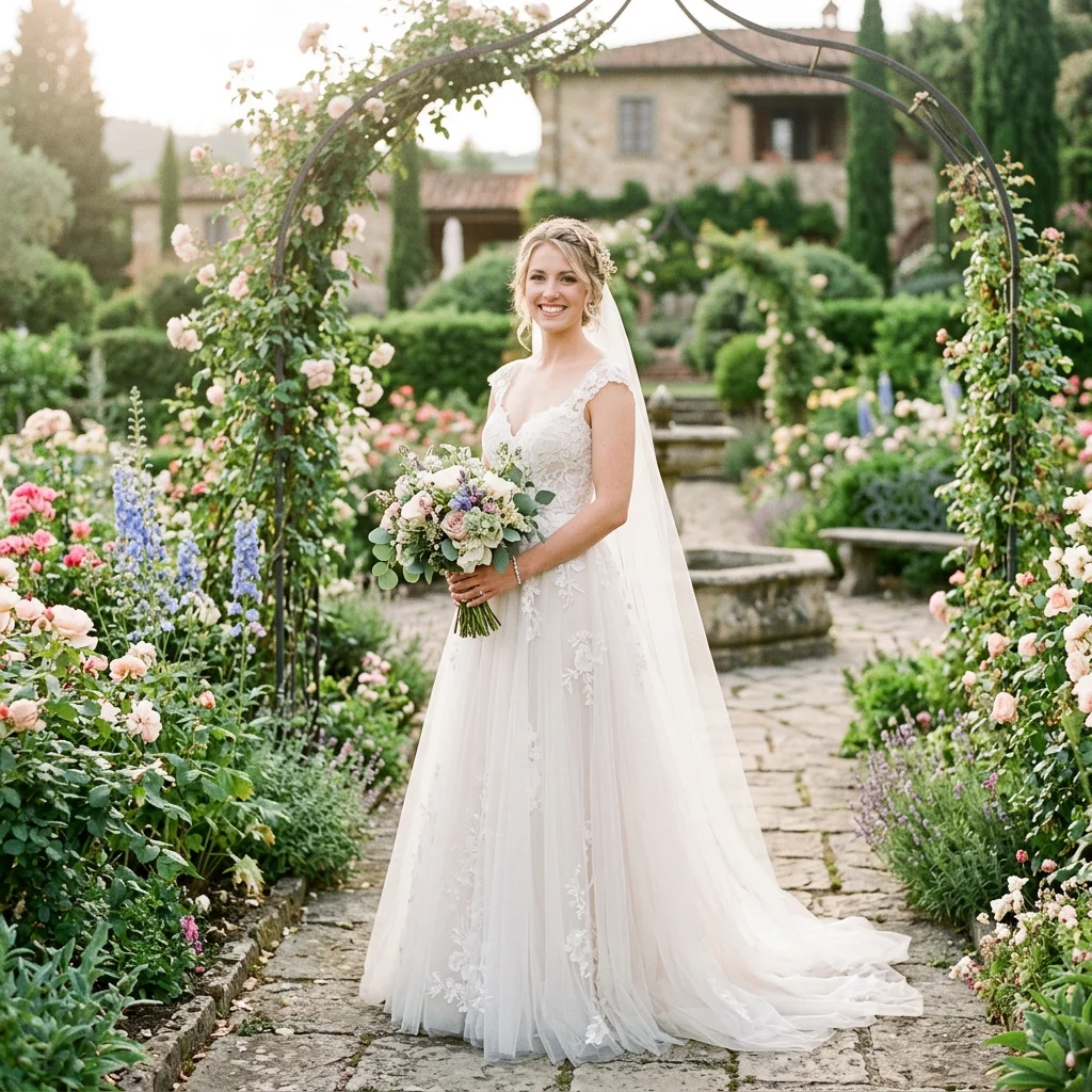 Cap Sleeve Sweetheart Lace A Line Wedding Dress Floral Appliques Tulle Garden Bridal Gown