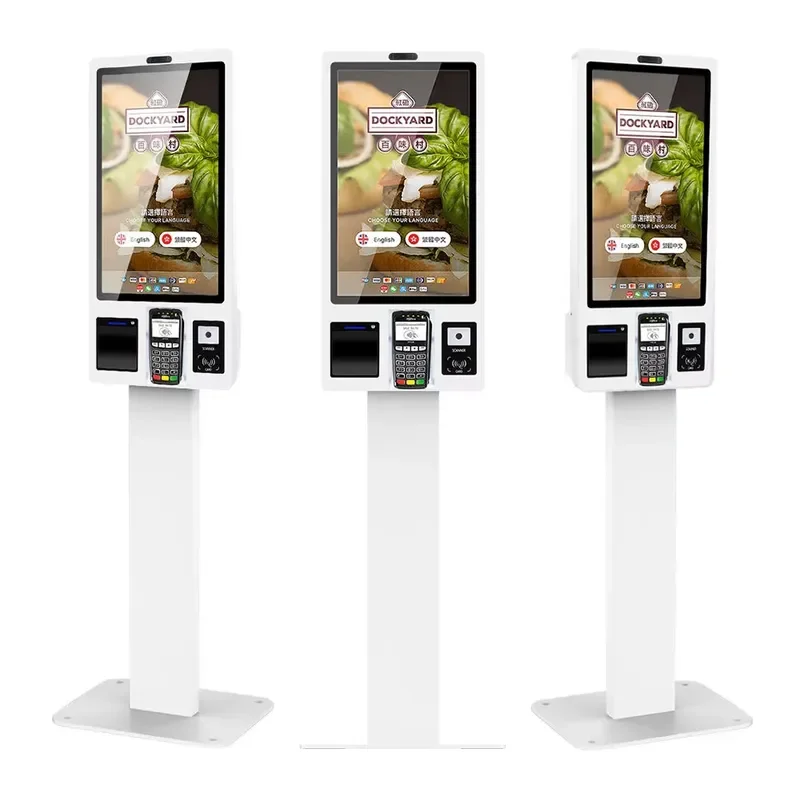 Cashless POS Restaurant Self Ordering Kiosk with LCD Screen 1920x1080 Resolution Product Scanning Wall Mount
