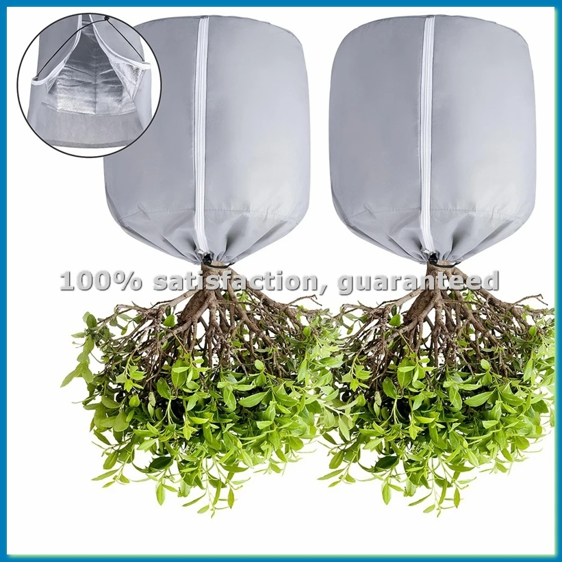2PCS Plant Winter Protection Pot - 17.7x19.6Inch Flower Pot Protection Bag - Plant Cover with Drawstring and Zipper-ABHG