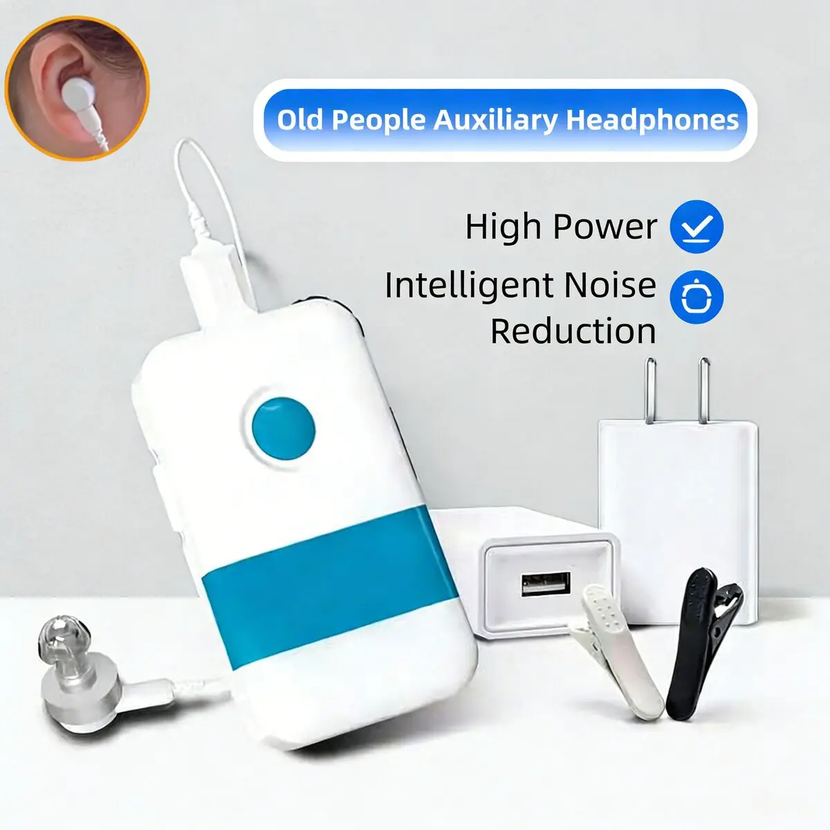 

Box-Type Wired Seniors Earphones Rechargeable HD Clear Vocals Noise Reduction Portable Long Battery Life for Elderly Daily Use