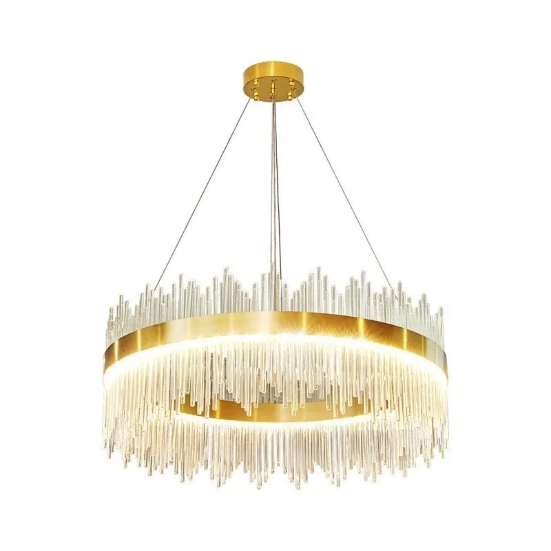 

Light luxury crystal lamps, post-modern living room lamp, dining room lamp, simple round, study bedroom chandelier