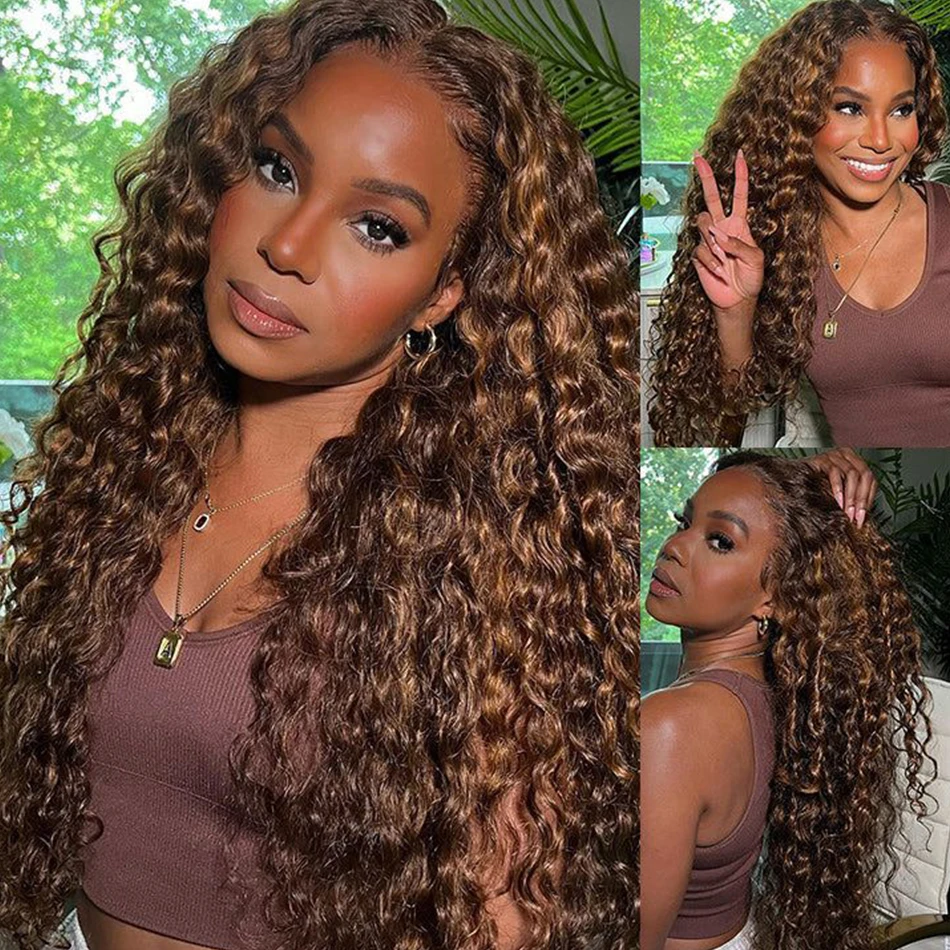 

Pre Plucked 13x4 Deep Wave Lace Frontal Wig 250% Hd Transparent 4/27 Colored Human Hair Wigs For Women Vietnamese Remy Hair