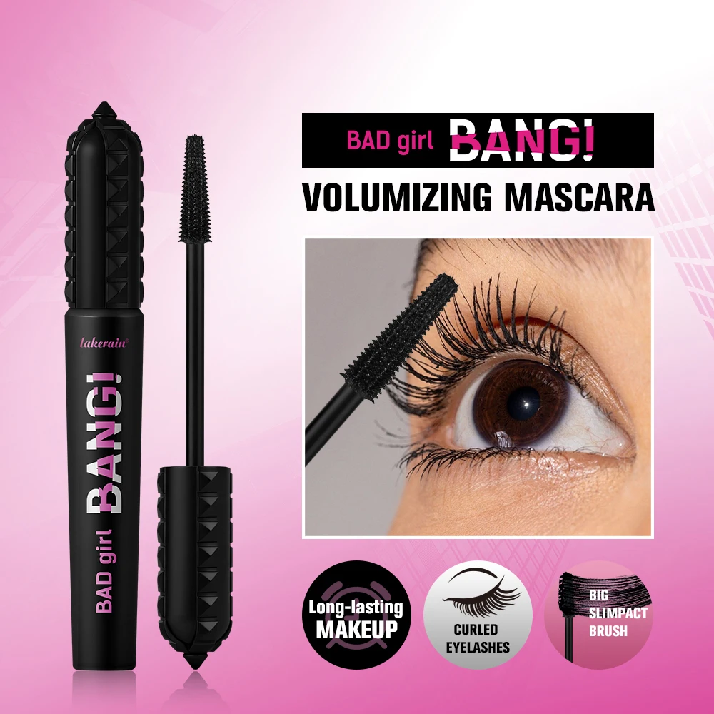 Volumizing & Curling Mascara Long Wearing Waterproof Smudge Proof Non Clumpy Dense Spiral Brush For Thick Lash Effect