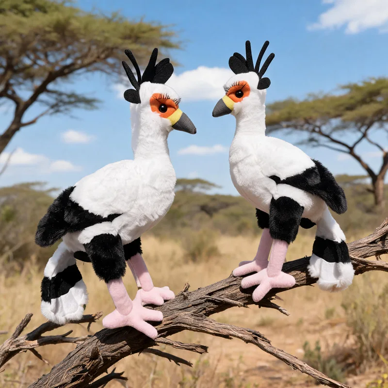 Simulation Secretary Bird Soft Fluffly Plush Toy Cartoon Stuffed Animal Cute Long legged Eagle Doll Home Decor Zoo Souvenir