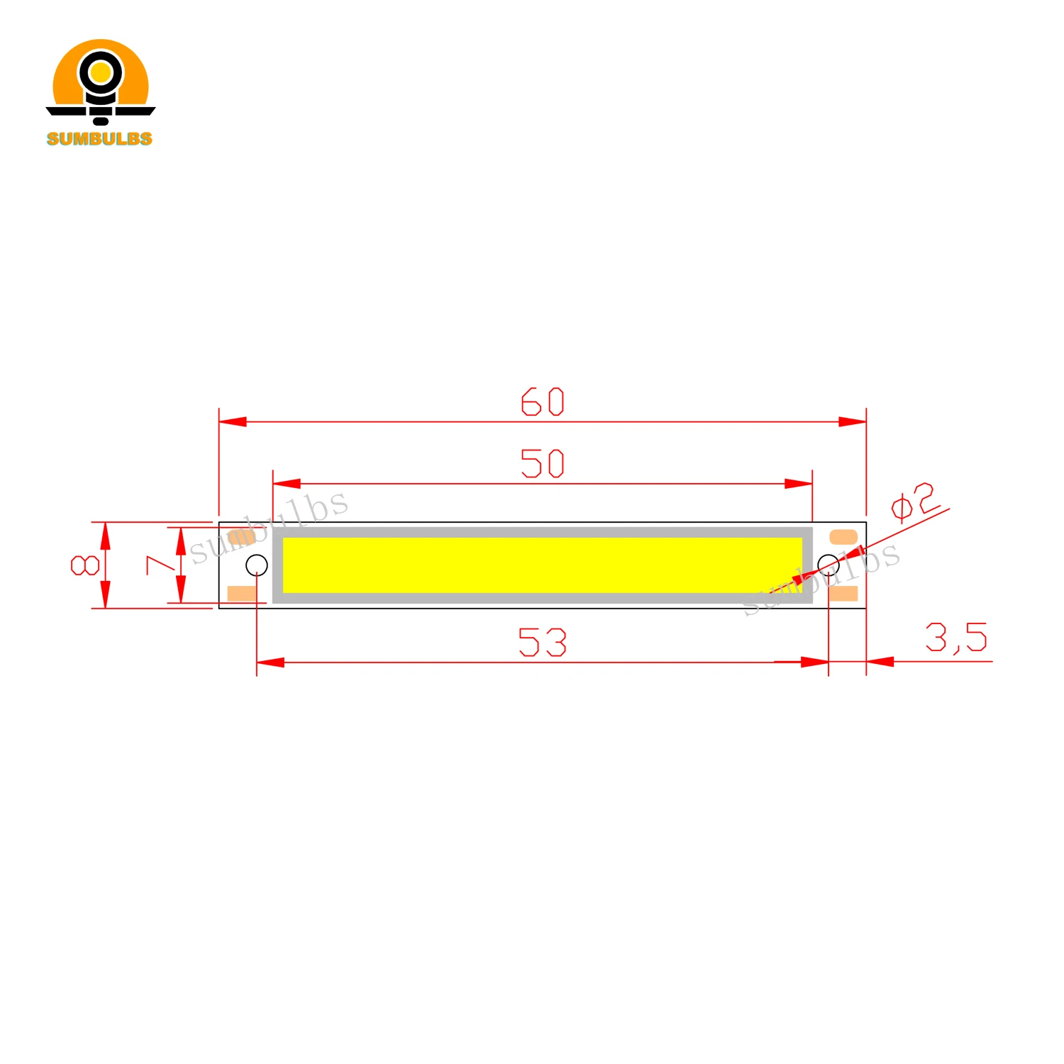 10 SZTUK / LOT Żarówka DC 3V 3.7V 2V COB 60x8mm 1.5W 3W Ciepły zimny biały niebieski czerwony chip LED do samodzielnego montażu na biurku