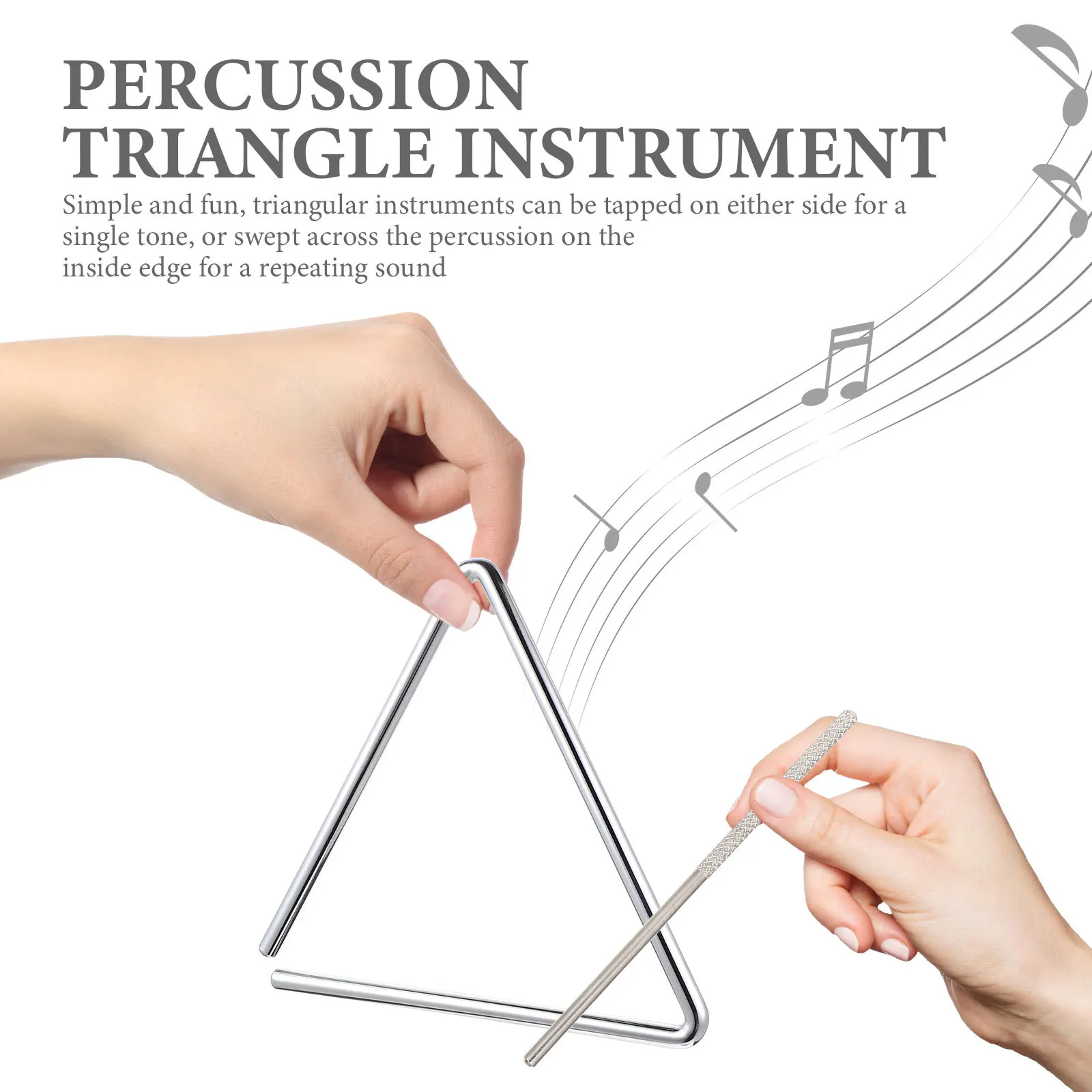 1 set 1 Set Percussion Triangle Metal Instrument For Kids Children Music Educational Learning Tool Lightweight Durable Practice