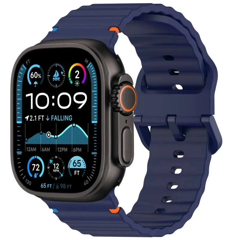 Ocean Band for Apple Watch Ultra 2 Bands 49mm 46mm 45mm 44mm 42mm 41mm 38mm Silicone Strap iWatch Series 9 8 7 6 SE 45mm Correas image 2