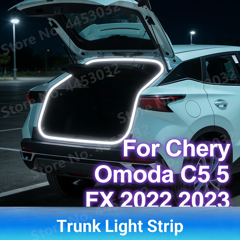 

4M Car Trunk Light Strip For Chery Omoda C5 5 FX 2022 2023 LED Bright Auto-Sensing Interior Flexible Atmosphere Light 12V