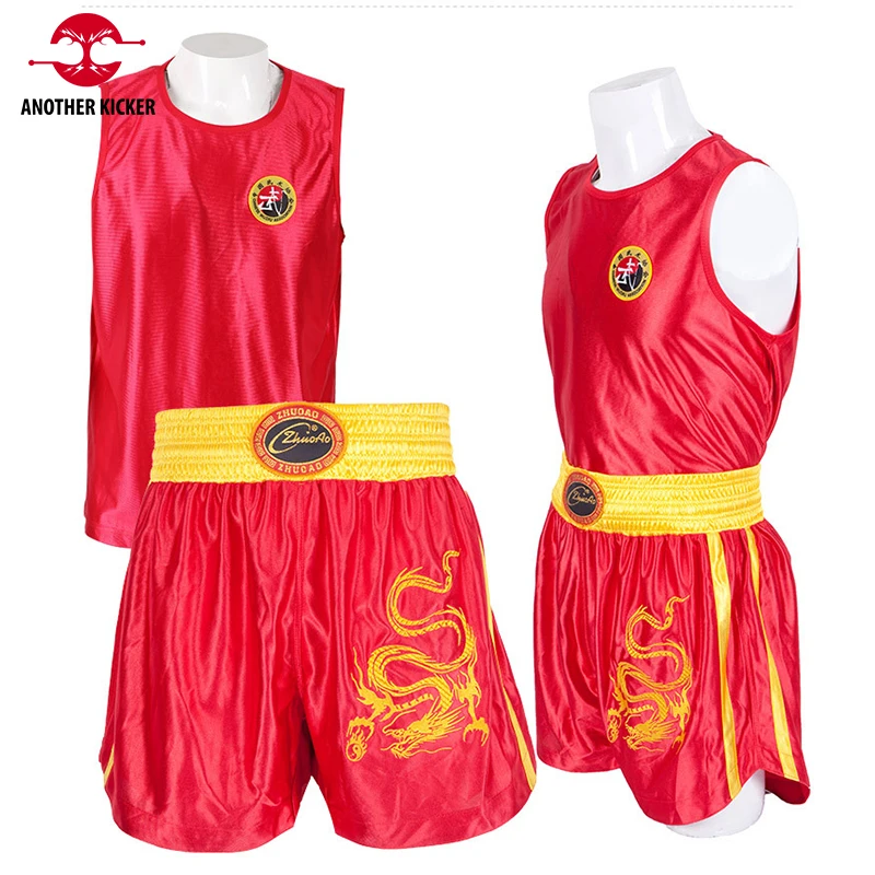 

Boxing Shorts Dragon Embroidery Muay Thai Shorts Sleeveless Tank Top Vest Quick Dry Sanda Training Suit MMA T Shirt Figh Wear