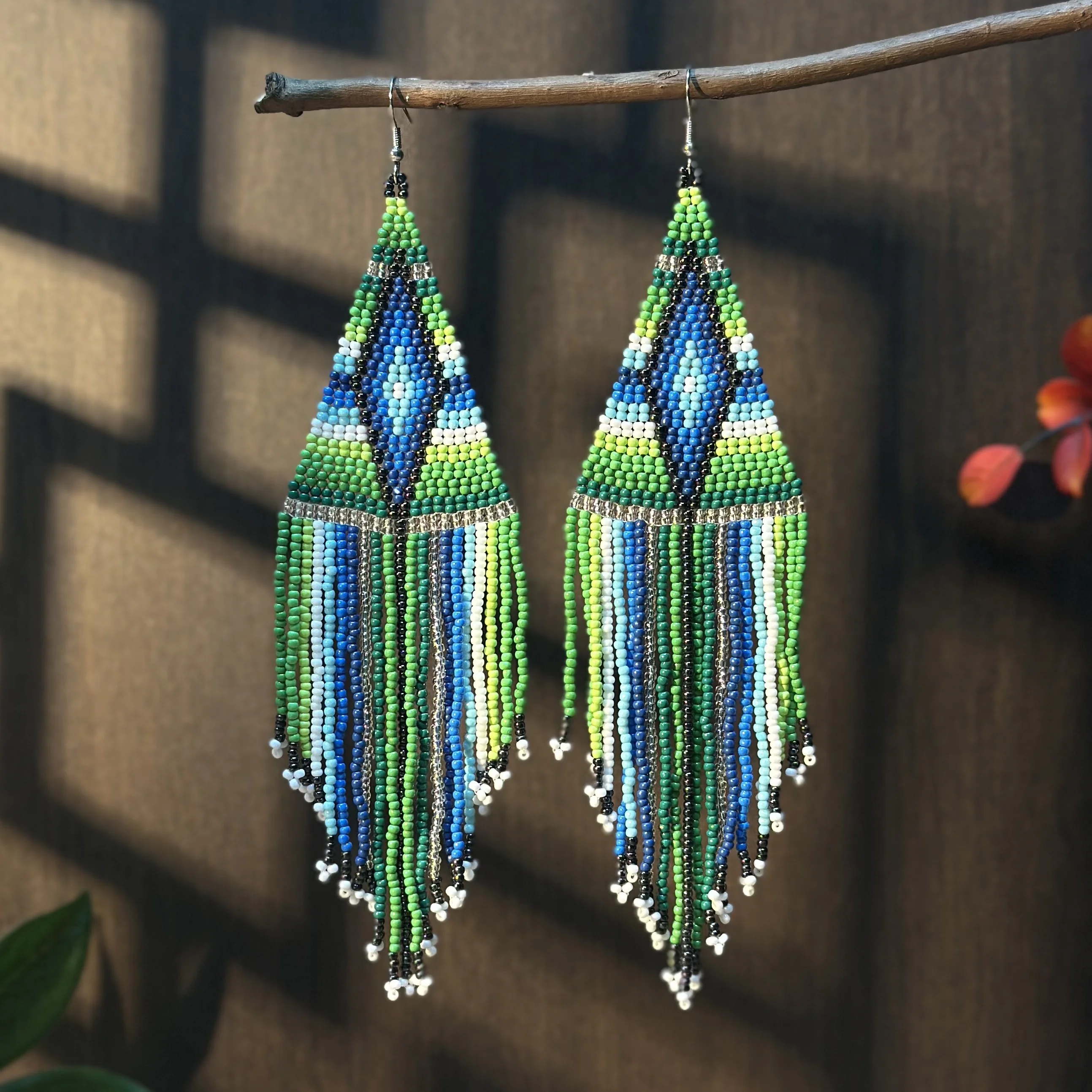 Bohemian Style MIYUKI Beaded Earrings Seed Beaded Beaded Earrings Glass Beads Handmade Weaving American Indian Beaded Earrings