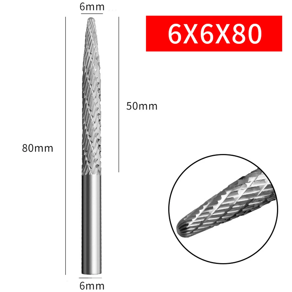 1PC 6mm Rotary Burr Cutter High Speed Steel Rotary File For Accessories Milling Cutter Drill Bit Engraving Bits Hand Tool