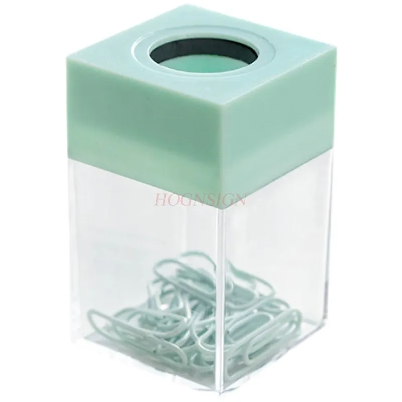 20pcs Macaron Magnetic Paper Clips Storage Bucket Office Stationery Storage Convenient Paper Clips