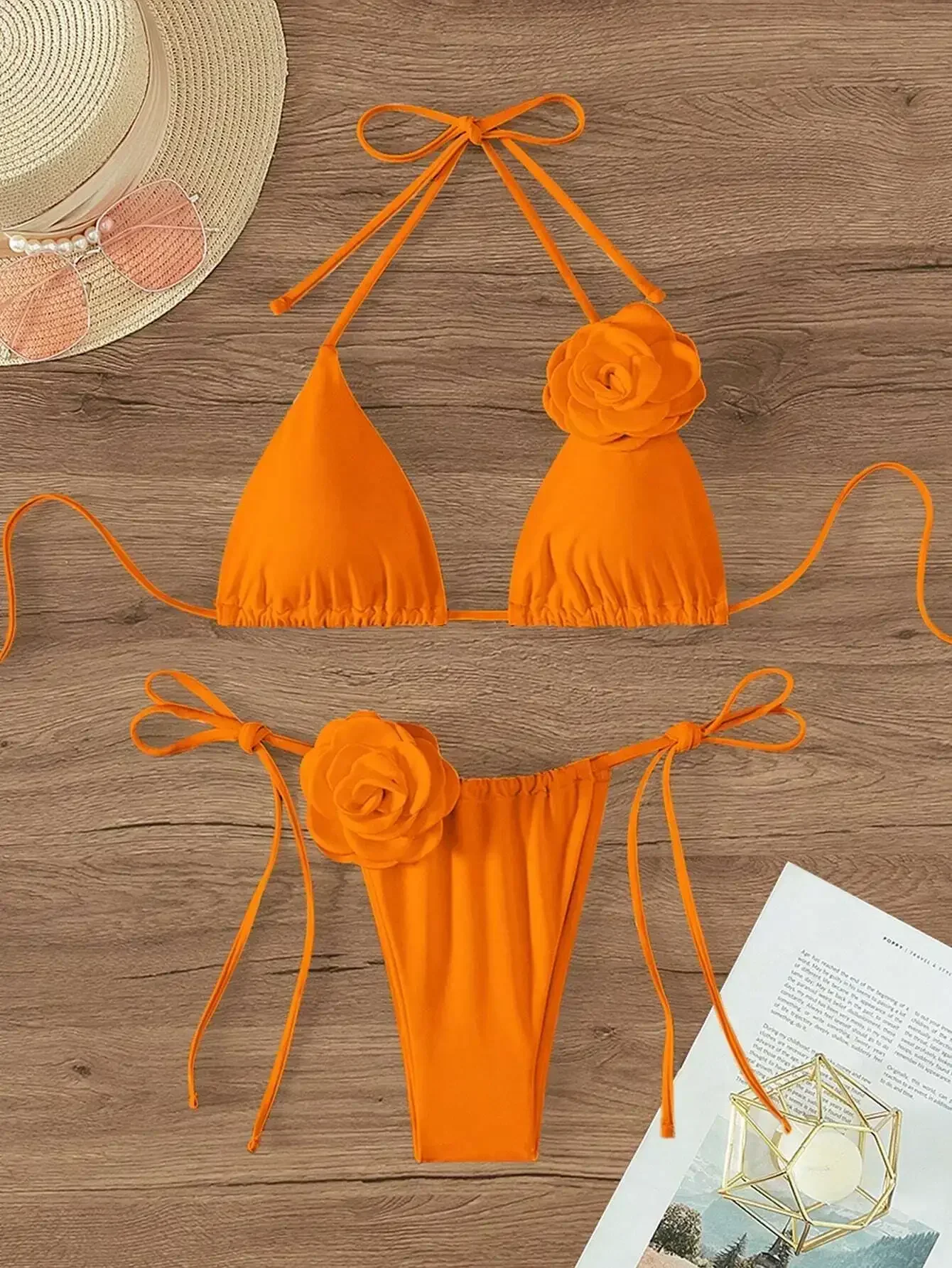 Maillot de bain pour femmes, micro bikini push-up, ensemble deux pièces, sexy, culotte tanga, couleur unie, style brésilien, 2024