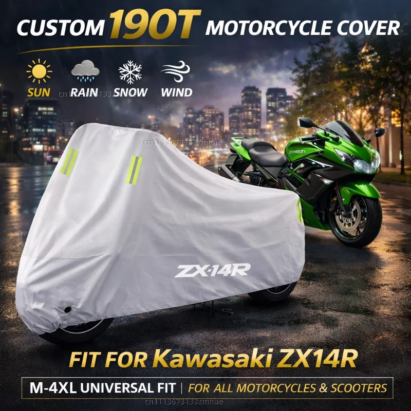 

Чехол для мотоцикла Kawasaki ZX14R ZX 14R ZX14 R ZX 14 R 2006-2017, водонепроницаемый, сверхпрочный, для улицы, защита от дождя, пыли и солнца