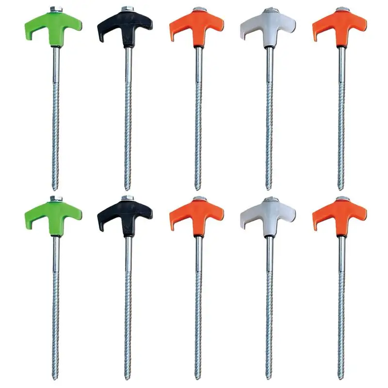 

Ground Anchors Screw In 10PCS Glow Heavy Duty Screw In Tent Pegs 8inch Tent Pegs Camping Stakes Drill In Tent Stakes For Camping