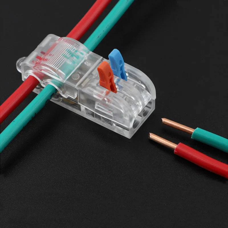 T-type Electrical Wire Connector Stripping-free Brancher Quick Cable Wiring Terminal Block Copper Core Two-in Four-out Branch