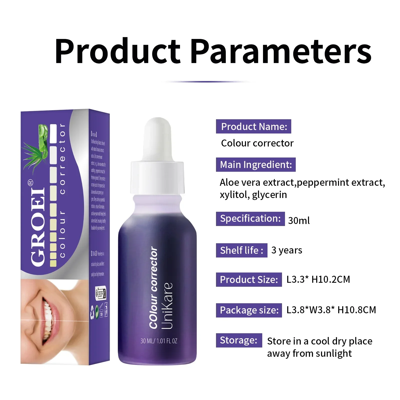 

Стоматологическая сыворотка отбеливания и освежения дыхания, 30 мл — коррекция цвета зубов, очищает пятна поверхности и способствует свежести полости рта.