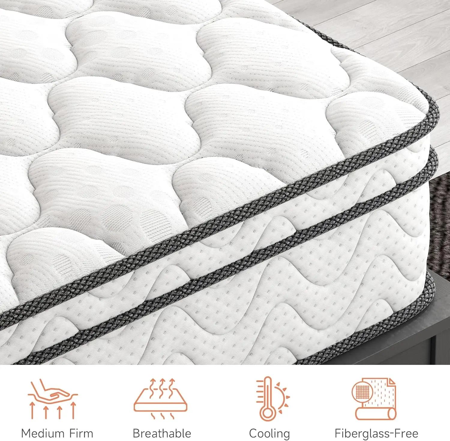 12 Inch Hybrid Mattress in a Box, Queen Bed Mattress with Memory Foam and Pocket Spring, Er image 5