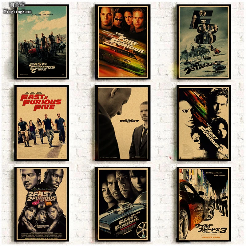 Classic Movie The Fast and The Furious Kraft Paper Posters Prints Home Room Decor Study Bedroom Bar Cafe Wall Paintings Stickers