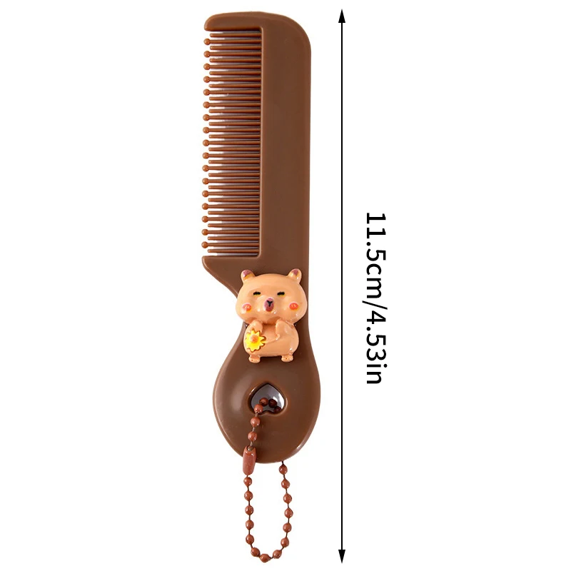 1pcs Kabibala Cartoon Comb Simple Hairdressing Lovely Animals Pocket Hair Brush Square Portable Comb With Bead Chain Students