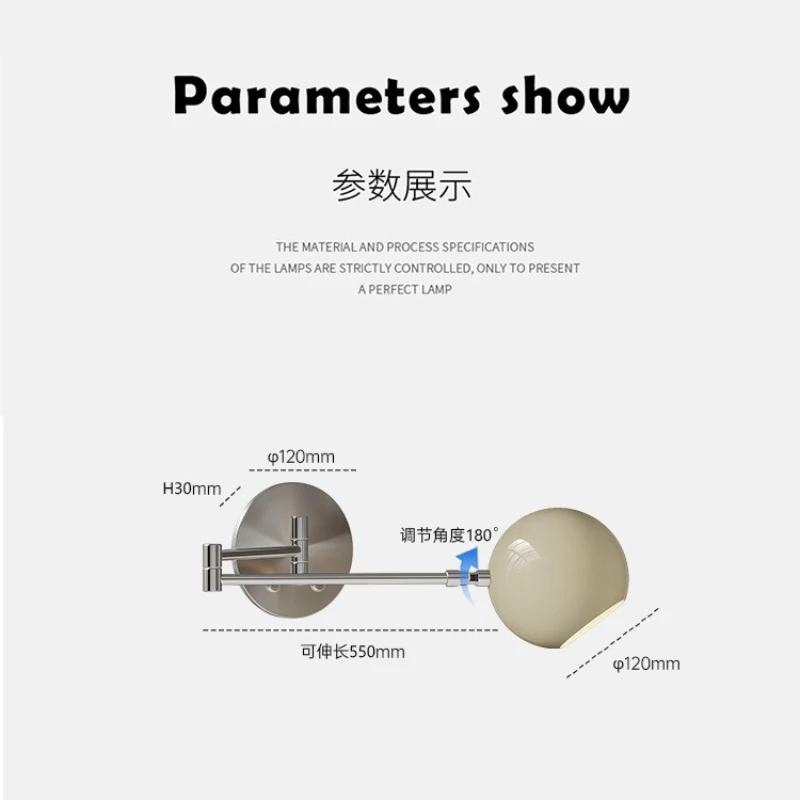 Modern Minimalist Chrome Wall Lamp Scalable Swing Arm Bedside Wall Light for Reading LED E27 Metal wall Sconces decor Fixtures