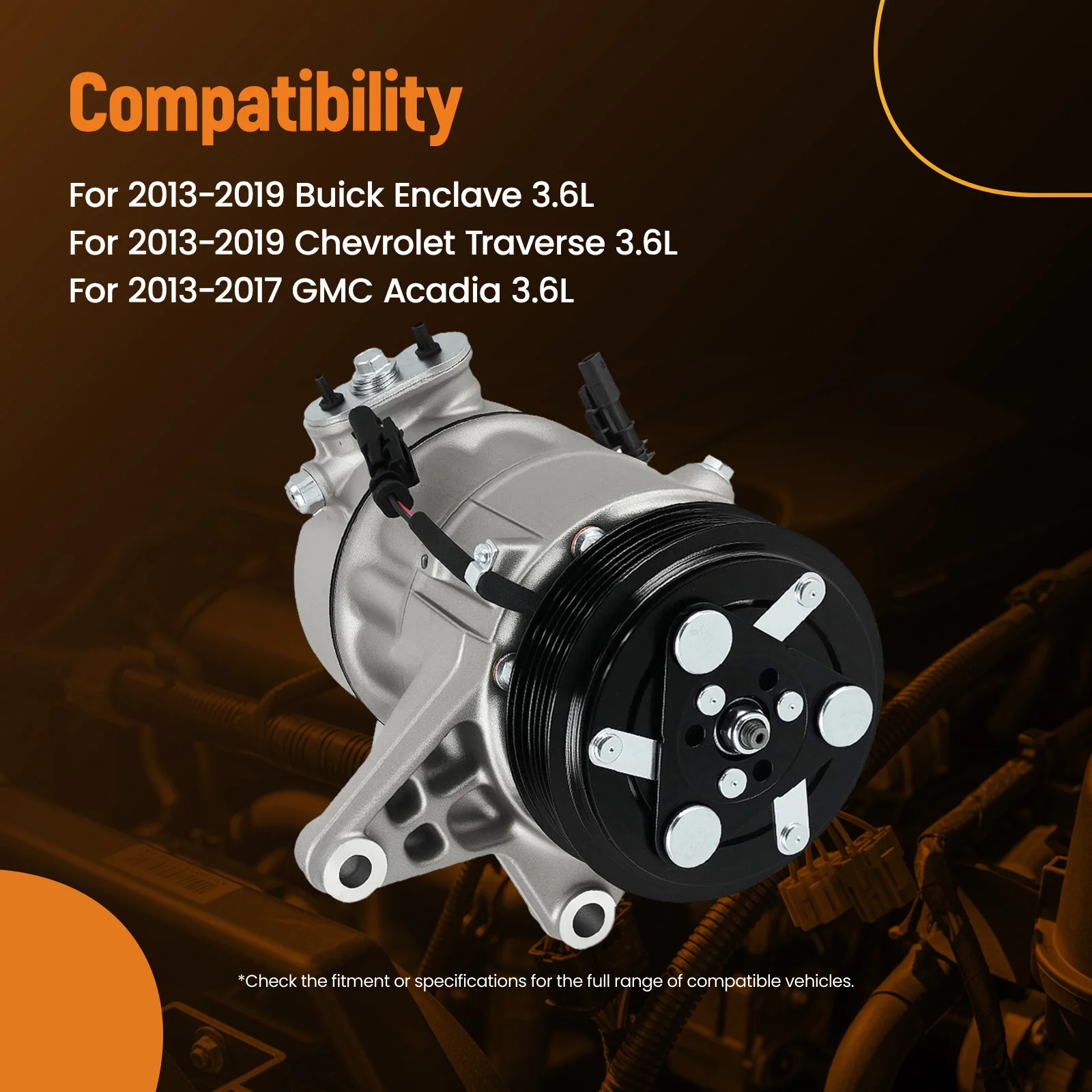 AC Compressor for Buick Enclave Acadia Traverse 3.6L 2013-2017 7SAS18H CO 30019C New