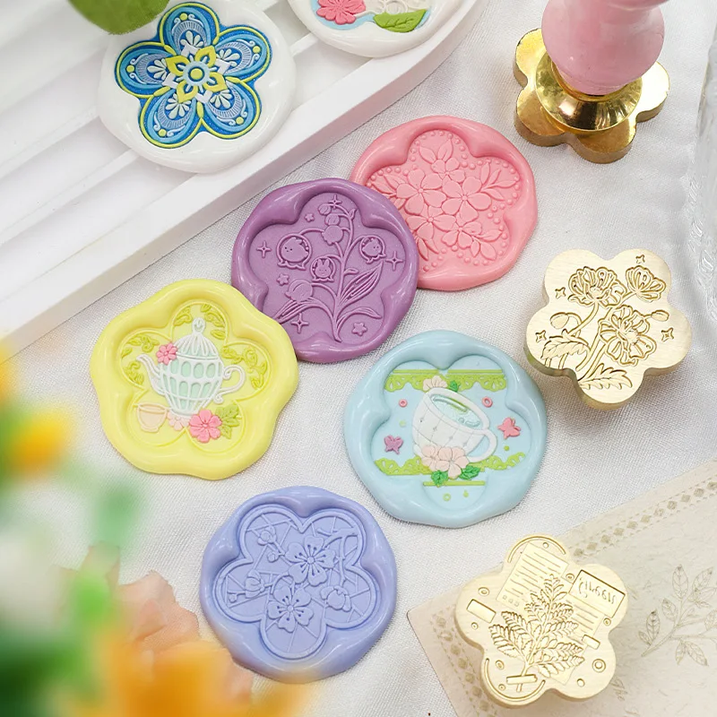 Flower Shape Stamp Wax Seal Stamp Head Fire Paint For Scrapbooking Envelope Wedding Invitation Birthday Gift Card Packaging