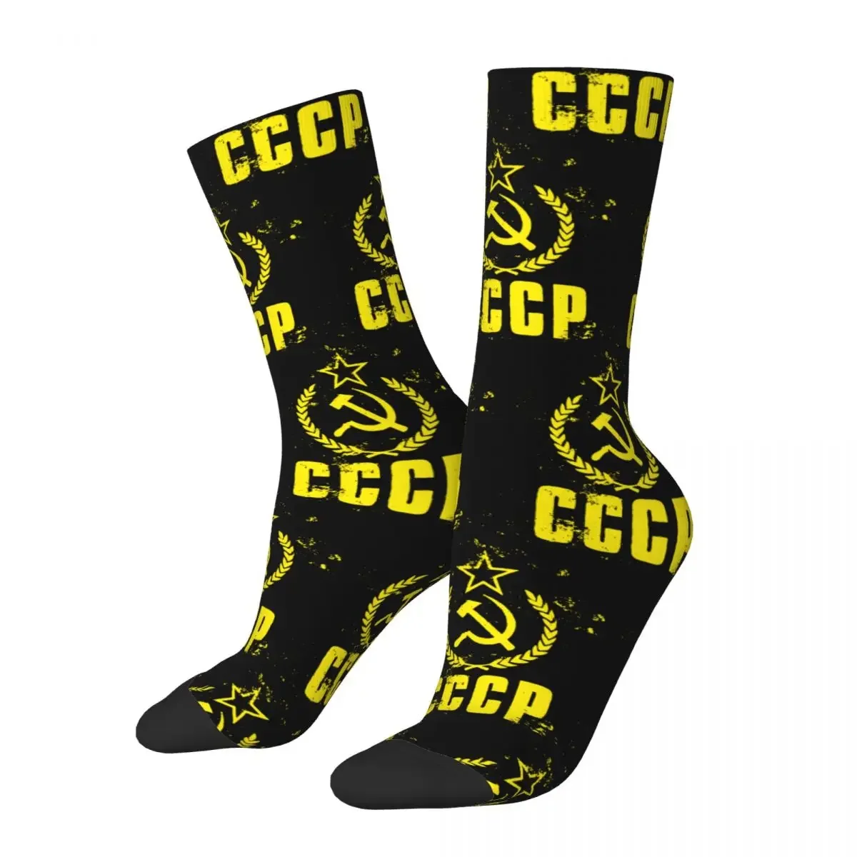 Autumn Winter Retro Women Men Communist CCCP Flag Soviet Socks Russia Socialist Sweat Absorbing Basketball Socks