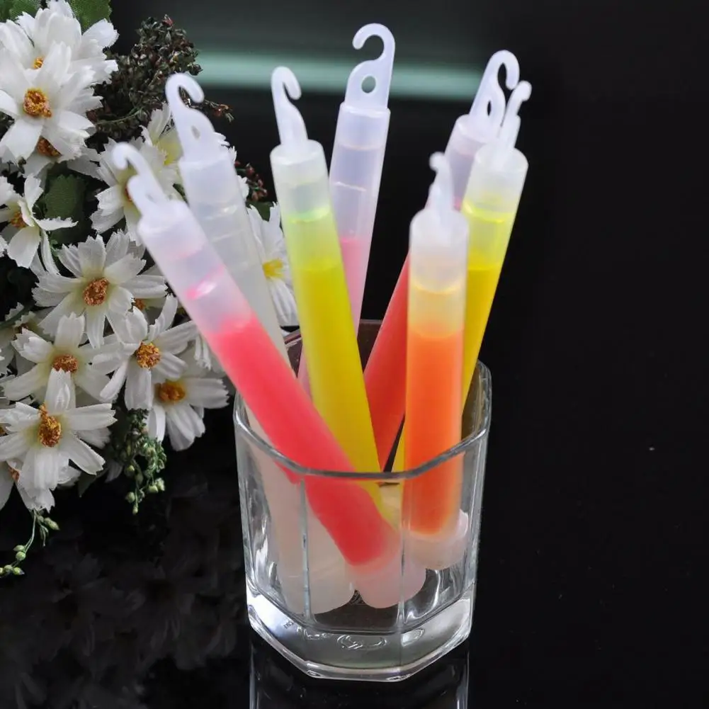 12-24 개 글로우 스틱 후크 6 인치 형광등 하이킹 캠핑 야외 비상 콘서트 파티 라이트 스틱