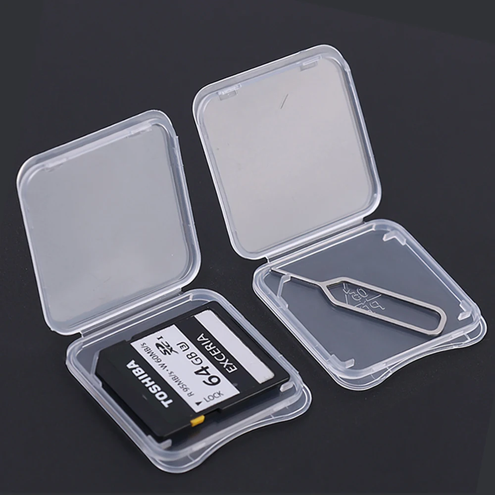 10Pcs SD Memory Card Case Transparent Storage Boxes Clear Plastic Case Holder Protector Prevent Dirt Memory Card Storage Boxes