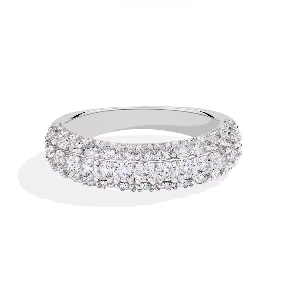 FCGJHW Lab Moissanites Diamond Rings for Women Half Wedding Band Sparkling S925 Silver Engagement Bride Fine Jewelry Gifts 2026