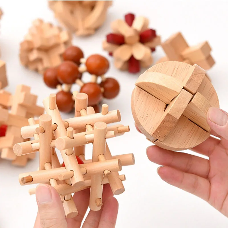 Hölzerner Denkaufgabe Lu Ban Puzzle 3D Entsperren Sie Intelligenzspiele für Erwachsene und Kinder Lernspielzeug Rompecabezas Madera – Detail 3