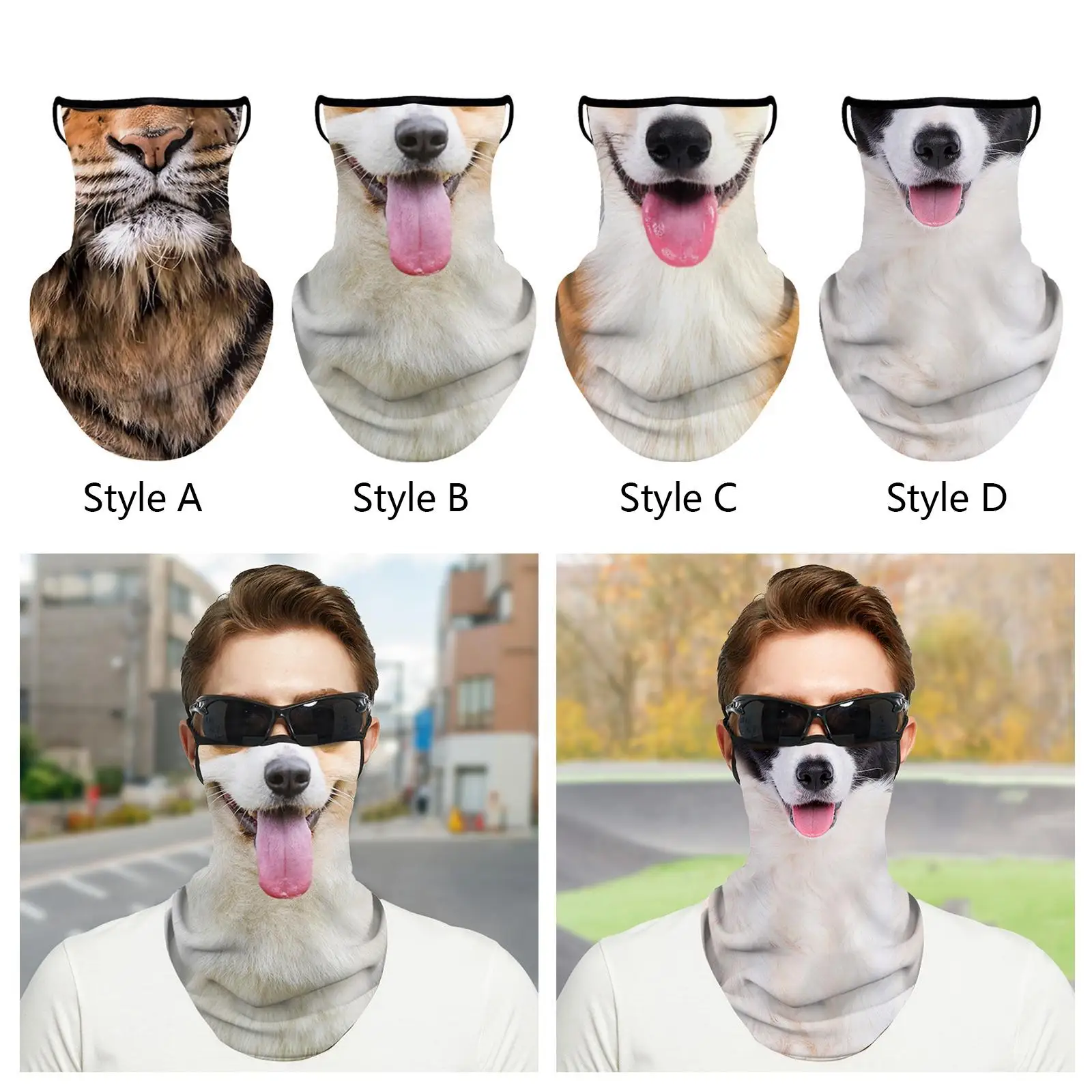 قناع الوجه للرقبة مع الأذن المعلقة لتغطية الأنف والفم والرقبة وشاح باندانا غطاء الوجه حماية من الغبار من الشمس للمشي لمسافات طويلة والجري