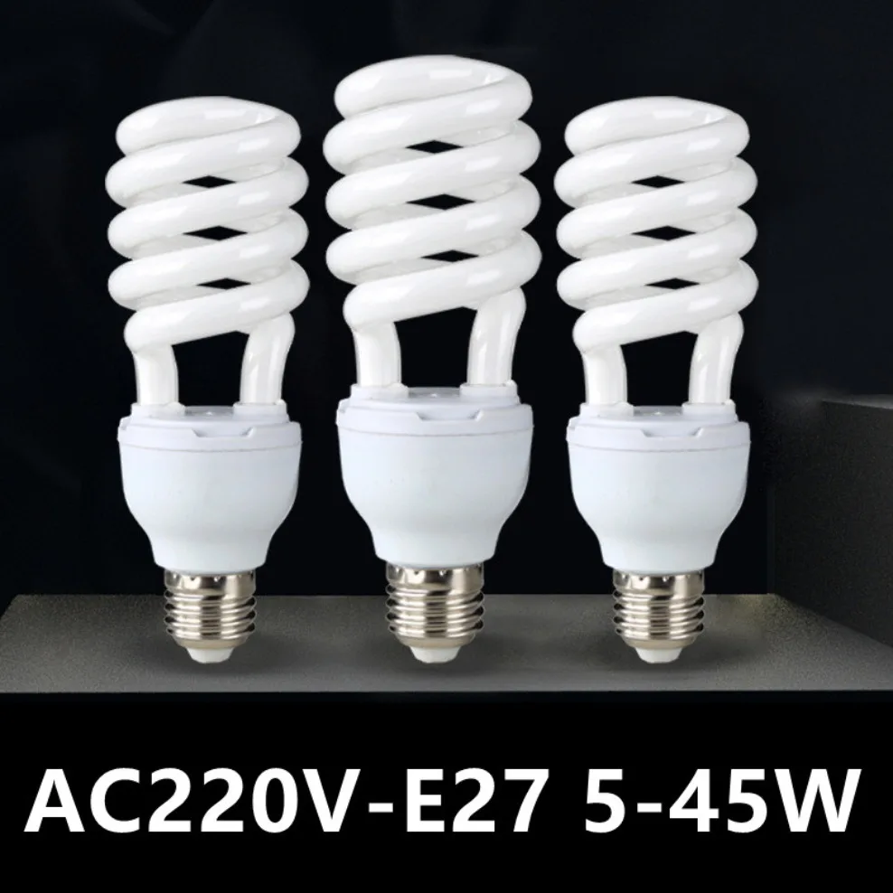 AC170-240V E27 5W/45W  high power spiral tube energy saving lamp Fluorescent light bulb tube Spiral Fluorescent Light Bulb